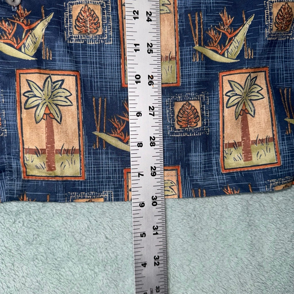 Vintage Tori Richard Casual Button Down Shirt L Blue Brown Palm Tree Cotton Lawn - Picture 6 of 9
